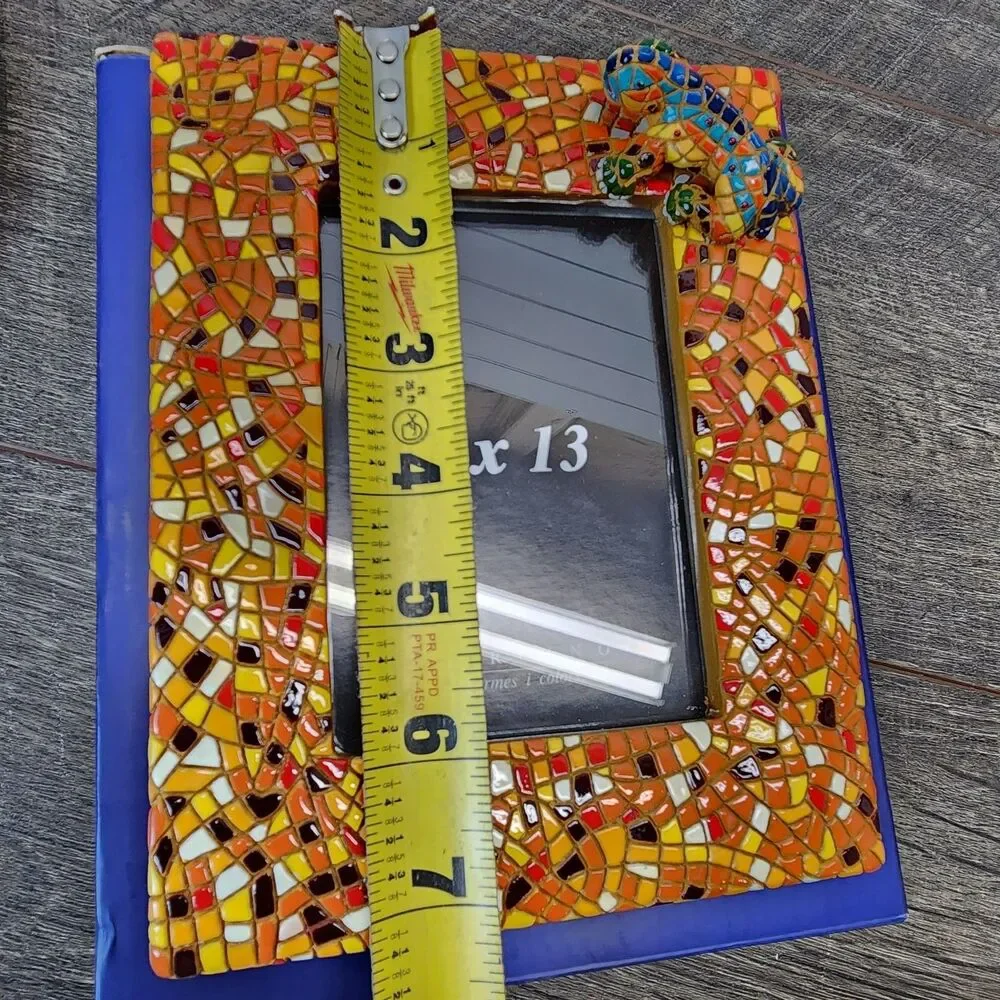 Barcino Designs Colorful Mosaic Gecko Lizard Picture Frame 5.75